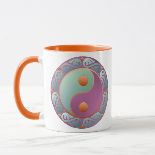 Yin Yang Medallion Violet Turquoise Tasse (Links)