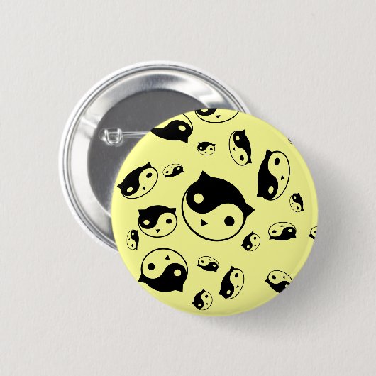 Yin Yang Miezekatze-Knopf Button (Vorne & Hinten)