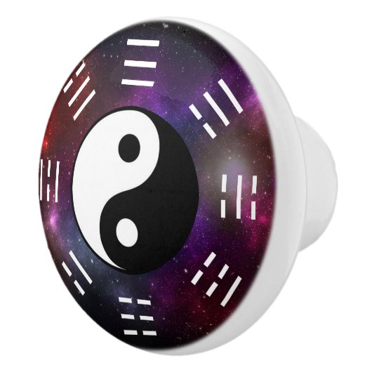 Yin Yang mit Bagua Trigram Symbols I-Ching Cerami Keramikknauf (Rechts)
