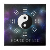 Yin Yang mit Bagua Trigram Symbols I-Ching Fliese (Vorderseite)