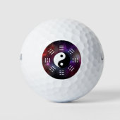 Yin Yang mit Bagua Trigram Symbols I-Ching Golfball (Vorderseite)