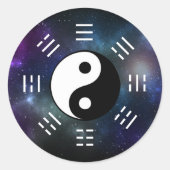 Yin Yang mit Bagua Trigram Symbols I-Ching Runder Aufkleber (Vorderseite)