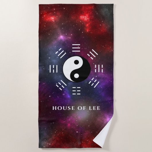 Yin Yang mit Bagua Trigram Symbols I-Ching Strandtuch (Vorderseite)