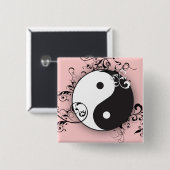 Yin-Yang mit Blättern Button (Vorne & Hinten)