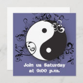 Yin-Yang mit Blättern Einladung (Vorne/Hinten)