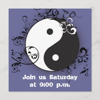 Yin-Yang mit Blättern Einladung