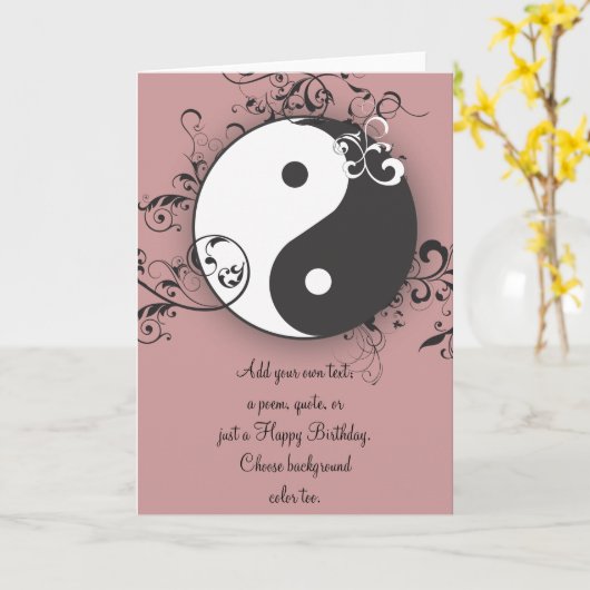 Yin-Yang mit Blättern Karte (Gelbe Blume)