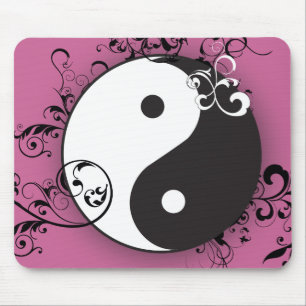 Yin-Yang mit Blättern Mousepad