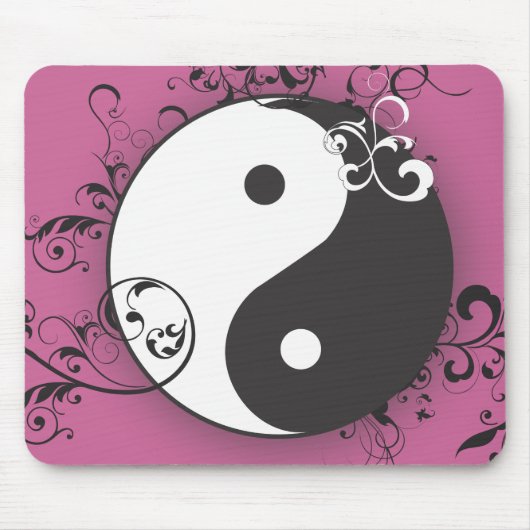 Yin-Yang mit Blättern Mousepad (Vorne)