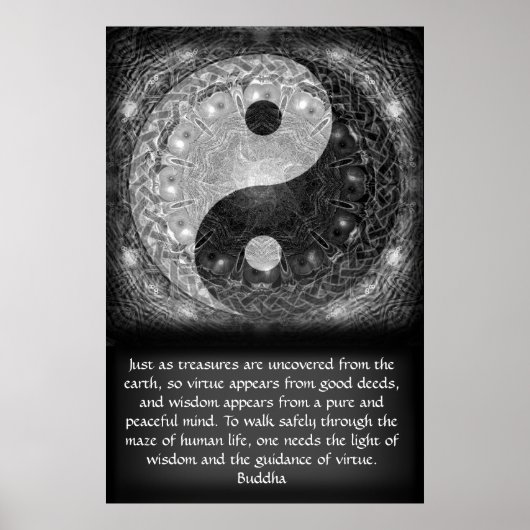 Yin Yang mit Buddha Zitat Poster (Vorne)