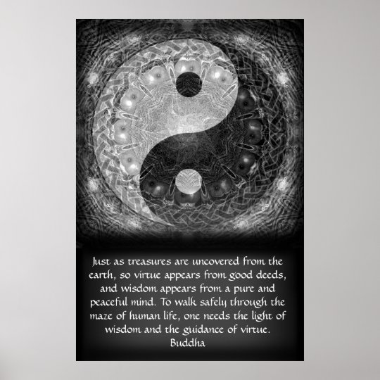 Yin Yang Mit Buddha Zitat Poster Zazzle De