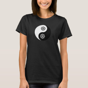 Yin Yang mit Buddhismus Dharma-Rad T-Shirt
