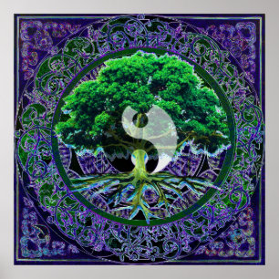 Yin Yang mit dem Baum des Lebens Poster
