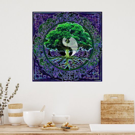 Yin Yang mit dem Baum des Lebens Poster (Küche)