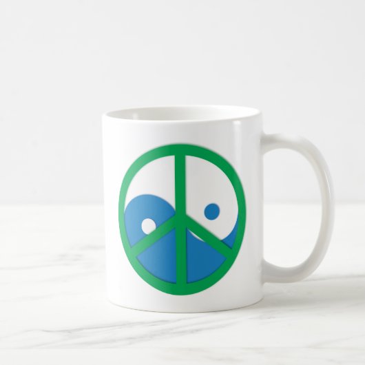 Yin-Yang mit Friedenszeichen Kaffeetasse (Rechts)