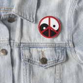 Yin-Yang mit Friedenszeichen - Rot Button (Beispiel)