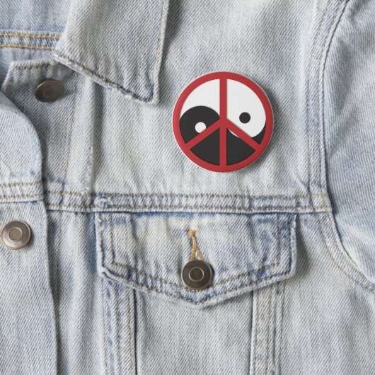 Yin-Yang mit Friedenszeichen - Rot Button (Beispiel)
