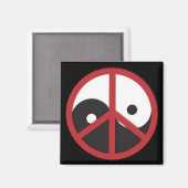 Yin-Yang mit Friedenszeichen - rot Magnet (Vorderseite/Rückseite)