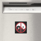 Yin-Yang mit Friedenszeichen - rot Magnet (In Situ (Geschirrspüler))