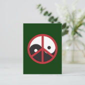 Yin-Yang mit Friedenszeichen - rot Postkarte (Stehend Vorderseite)