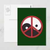 Yin-Yang mit Friedenszeichen - rot Postkarte (Vorne/Hinten)