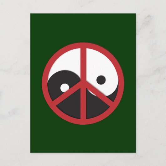 Yin-Yang mit Friedenszeichen - rot Postkarte (Vorderseite)