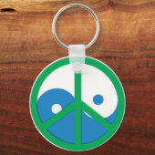 Yin-Yang mit Friedenszeichen Schlüsselanhänger (Vorderseite)
