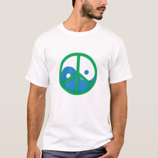 Yin-Yang mit Friedenszeichen T-Shirt (Vorderseite)