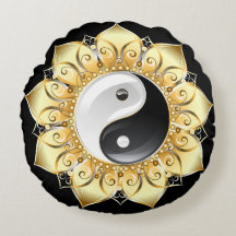 Yin Yang mit Lotus-Goldblättern