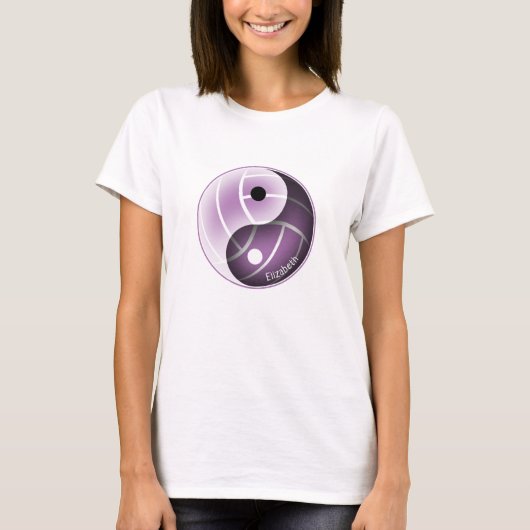 Yin Yang mit minimalem Lavendel JEDER Farbvolleyba T-Shirt (Vorderseite)