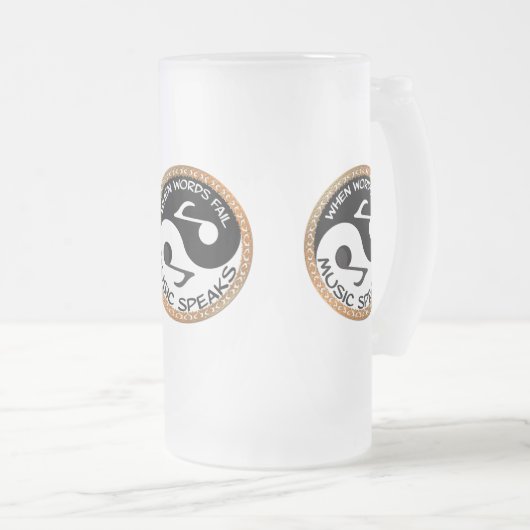 Yin Yang mit Musikwörtern Mattglas Bierglas (VorderseiteRechts)