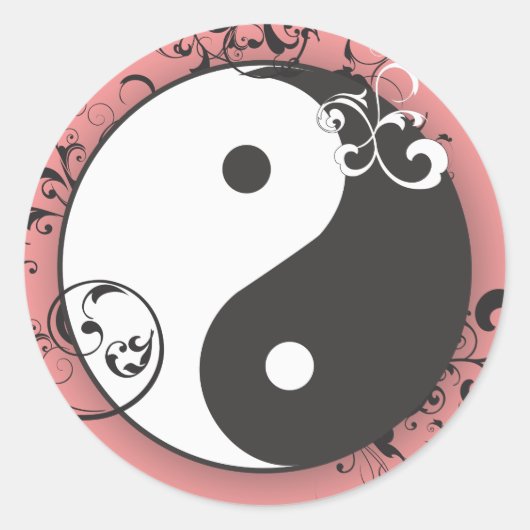 Yin-Yang mit Scrollen Runder Aufkleber (Vorderseite)