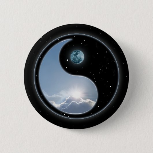 Yin Yang Mond Sun Button (Vorderseite)