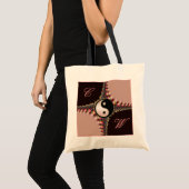 Yin Yang Monogram Pink + Black Fraktal Lace Bag Tragetasche (Vorderseite (Produkt))