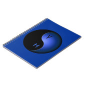 Yin Yang Monogramm - blau Notizblock (Linke Seite)