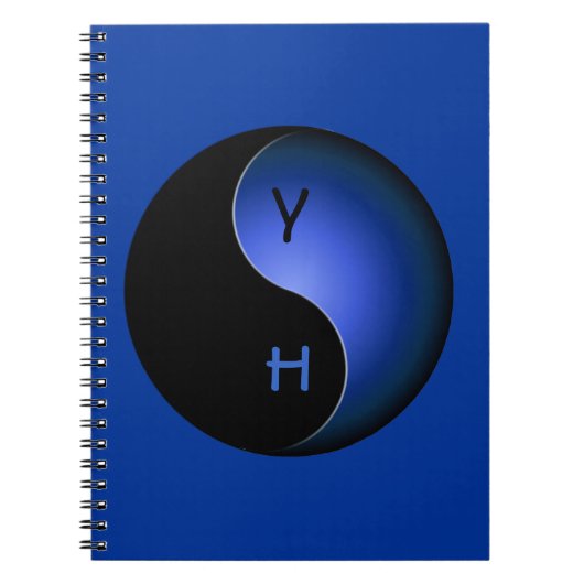 Yin Yang Monogramm - blau Notizblock (Vorderseite)