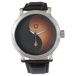 Yin Yang Monogramm - Kaffee Armbanduhr