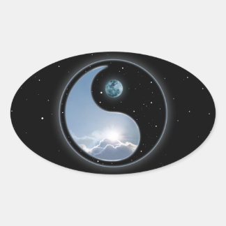 Yin Yang Moon Sun Ovaler Aufkleber