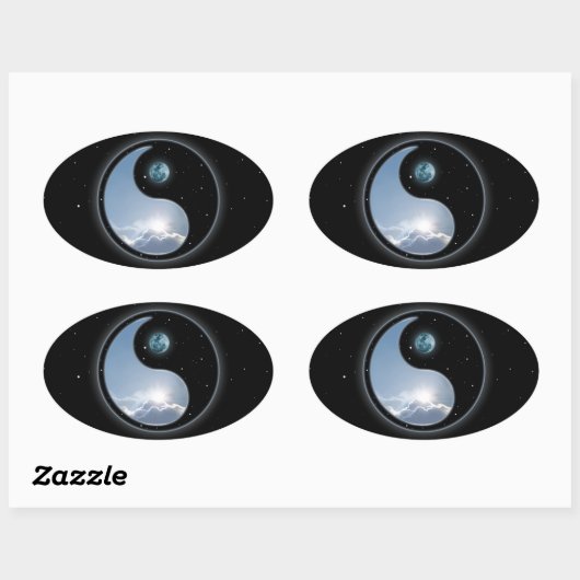 Yin Yang Moon Sun Ovaler Aufkleber (Blatt)