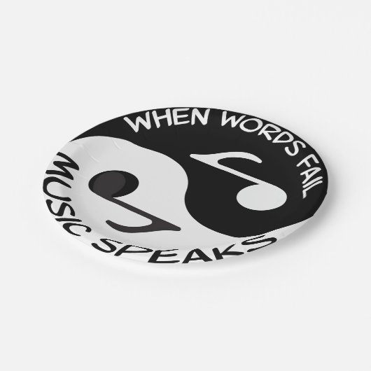 Yin Yang Musik Pappteller (Schrägansicht)