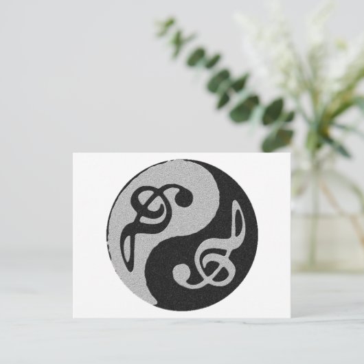 Yin Yang-Musikklatschnote Postkarte (Stehend Vorderseite)