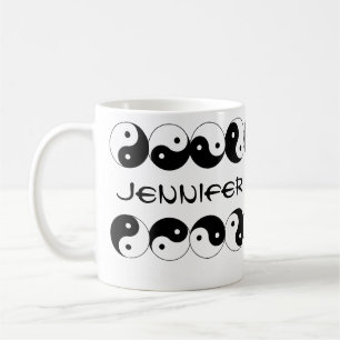 Yin Yang Namen rotierende Symbole Kaffeetasse