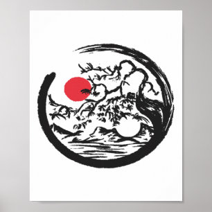 Yin Yang Natürlicher Bonsai-Baum Qi Gong Yoga Tai Poster