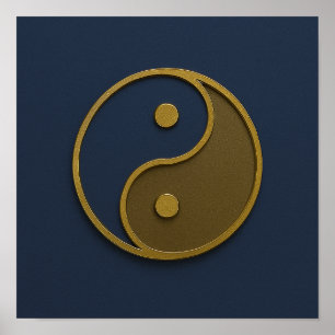 Yin Yang Navy Bronze Poster