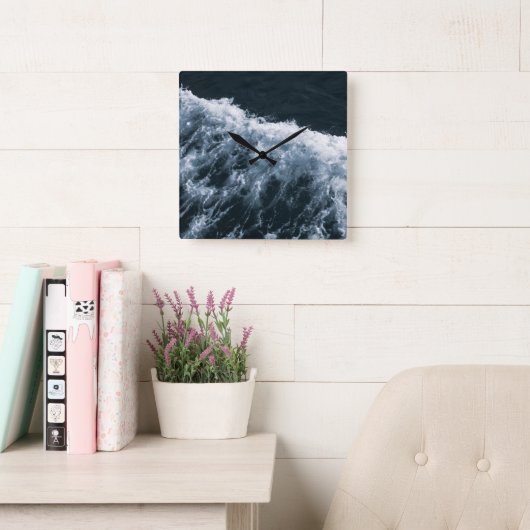 Yin Yang Ocean Glam 1 Quadratische Wanduhr (Lesesaal)