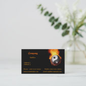 Yin Yang on Fire Business Card Visitenkarte (Stehend Vorderseite)