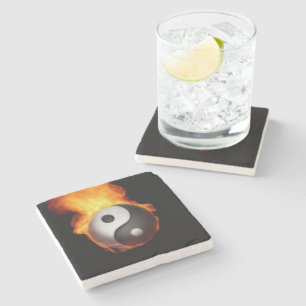 Yin Yang on Fire Steinuntersetzer