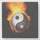 Yin Yang on Fire Steinuntersetzer (Vorderseite)