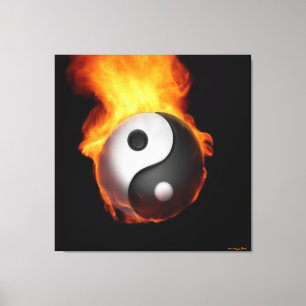 Yin Yang on Fire Stretched Canvas Print Leinwanddruck