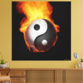 Yin Yang on Fire Stretched Canvas Print Leinwanddruck (Insitu (Wohnzimmer))